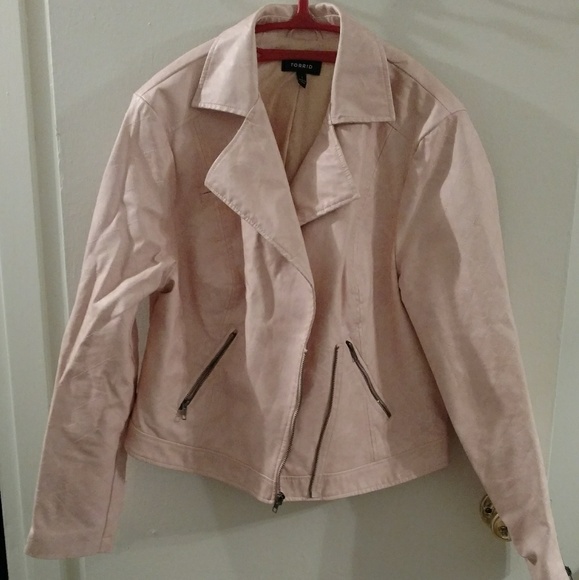 torrid Jackets & Blazers - Torrid pink faux leather moto jacket